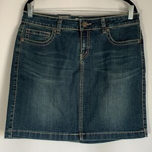 Warehouse One Dark Blue Denim Mini Mid Length Skirt NWT